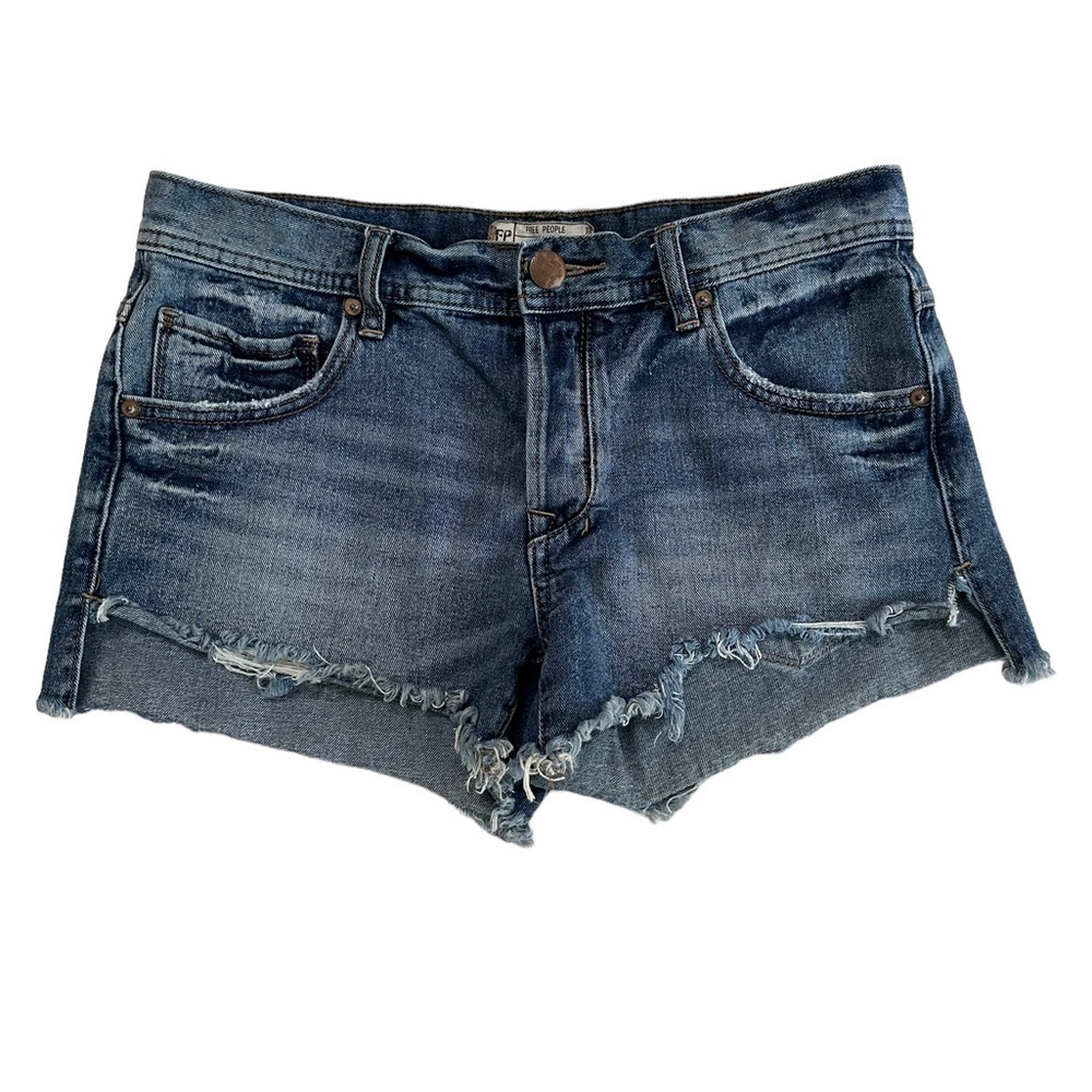 Free People 100% Cotton Button Fly Distressed Jeans Short Pants Size 27